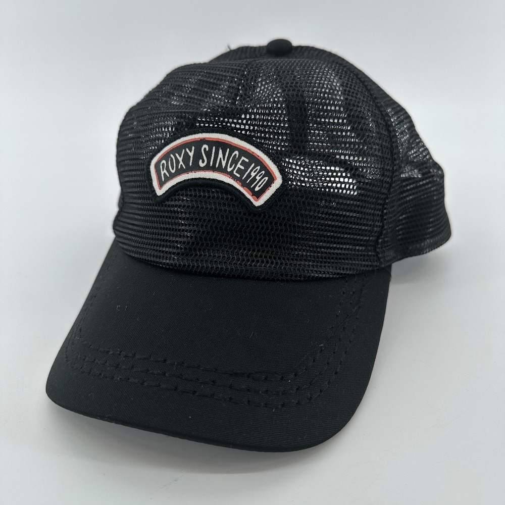 Roxy Since 1990 Black Mesh Trucker Hat Snapback Surf Skate Baseball Cap